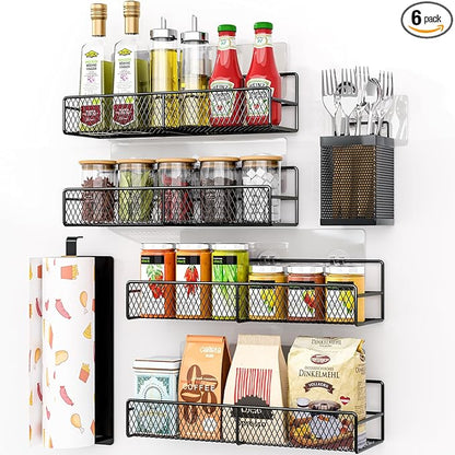 DTUQYX Spice Rack Wall Mounted 6 Pack: 100% Metal & Strong Adhesive Spice by DTUQYX