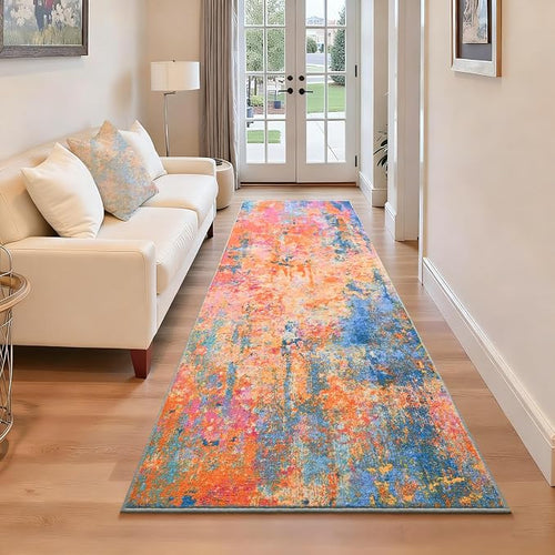 2x6 Rainbow Rug Runners for Hallways Kitchen Runner Rug Non Slip Washable by OmpaaHomeDecor