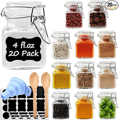 R DRURLCD 20 Pack Small 4 oz Glass Spice Jars by RDRURLCD