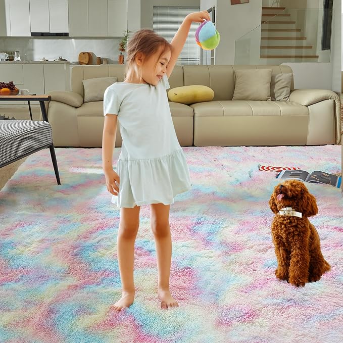 Ultra Soft Rug for Living Room, 6X9 Fluffy Shag Area Rug for Bedroom, Modern - Image 3