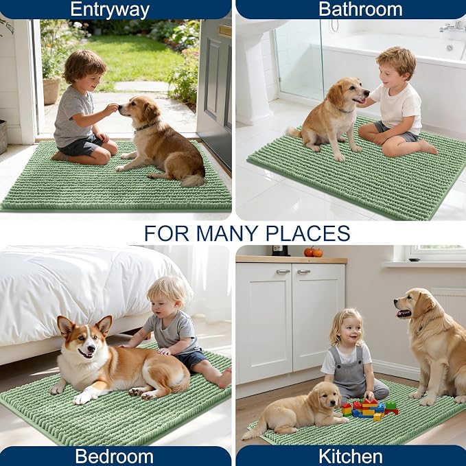 OLANLY Dog Door Mat for Muddy Paws 24x16, Ultra Absorbent Chenille Mud Doormat - Image 8