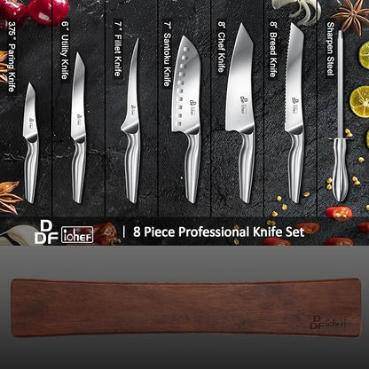 DDF iohEF Knife Set with Knife Strip, 8 Piece Professional Kitchen Knife Set - Image 3