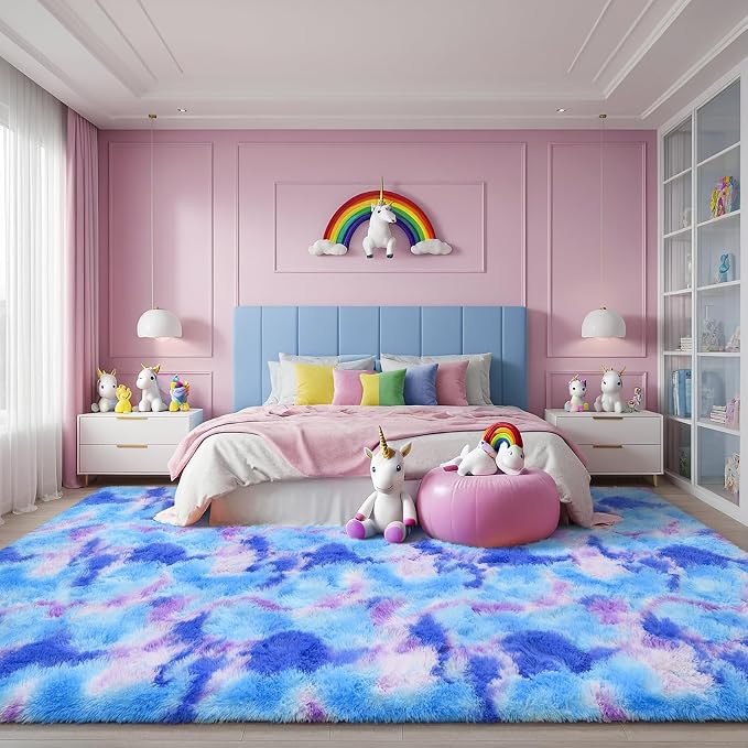 AROGAN Soft Rainbow Area Rugs for Girls Room 5x8 Feet, Fluffy Cute Colorful - Image 7