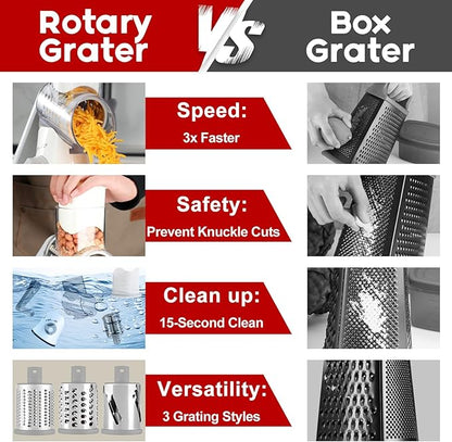 Rotary Cheese Grater with Handle, Kitchen Speed Hand Crank Vegetable Slicer - Image 5