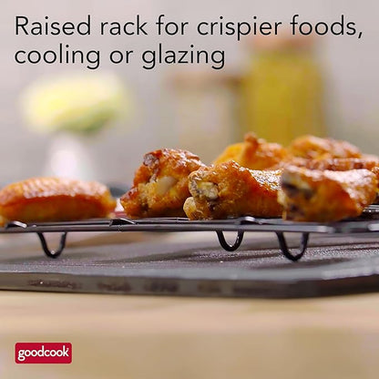 GoodCook 15” x 10.5” Nonstick Carbon Steel Baking Pan & Raised Wire Rack – - Image 6