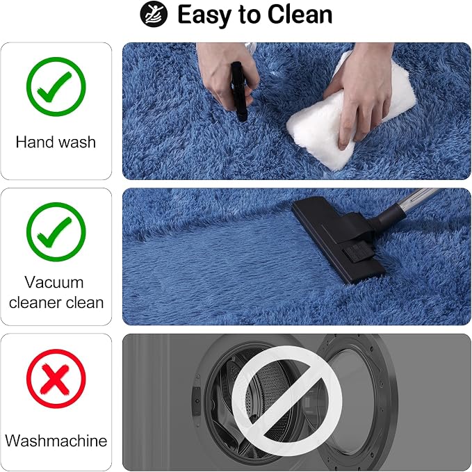 qulint Blue Rug for Bedroom, 2x3 Area Rugs for Boys Room Soft Fluffy Shag Small - Image 5