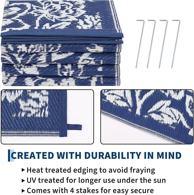Garvee 5’x8’ Waterproof Patio Outdoor Rug, Outdoor Plastic Straw Rug - Image 5