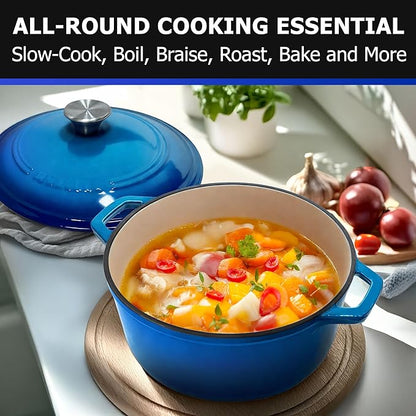 MUELLER HOME 4.5 QT Enameled Cast Iron Dutch Oven, Heavy-Duty Casserole Dish - Image 6