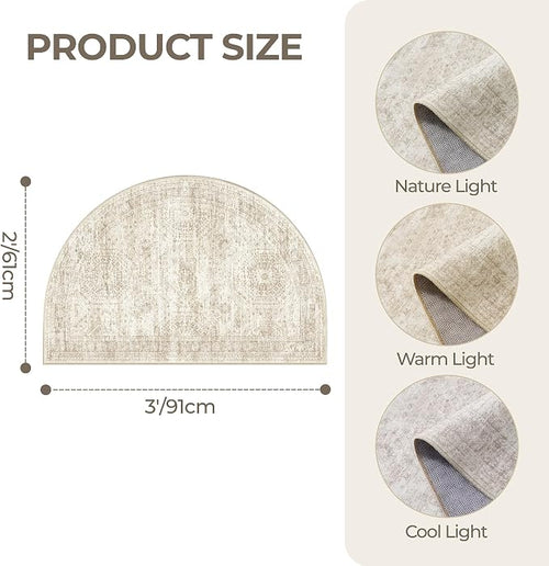 2x3 Half Circle Rug for Entryway, Washable Half Round Rugs - Image 2
