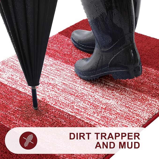 Kitinjoy Indoor Outdoor Door Mat, 45x27 Non-Slip Absorbent Dirt Trapper - Image 2