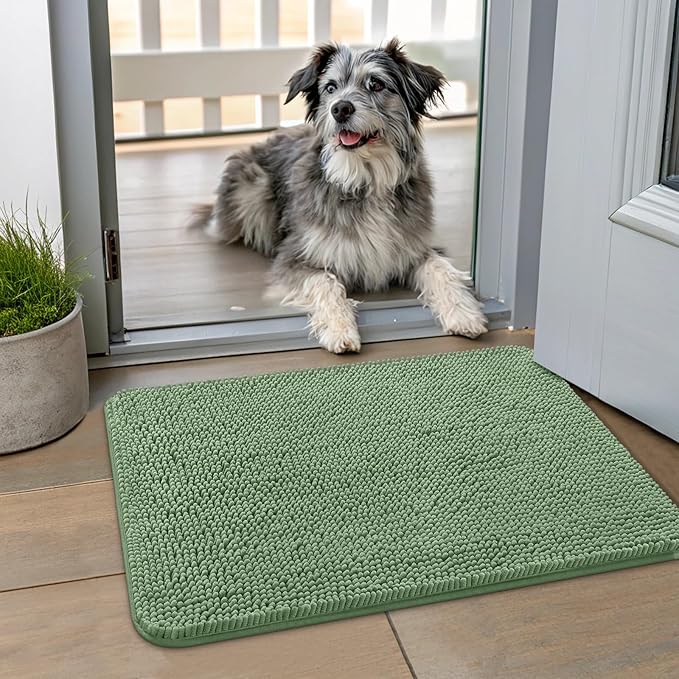 Smiry Dog Door Mat for Muddy Paws 24x16, Absorbent Dirt Trapper, Non-Slip by Smiry