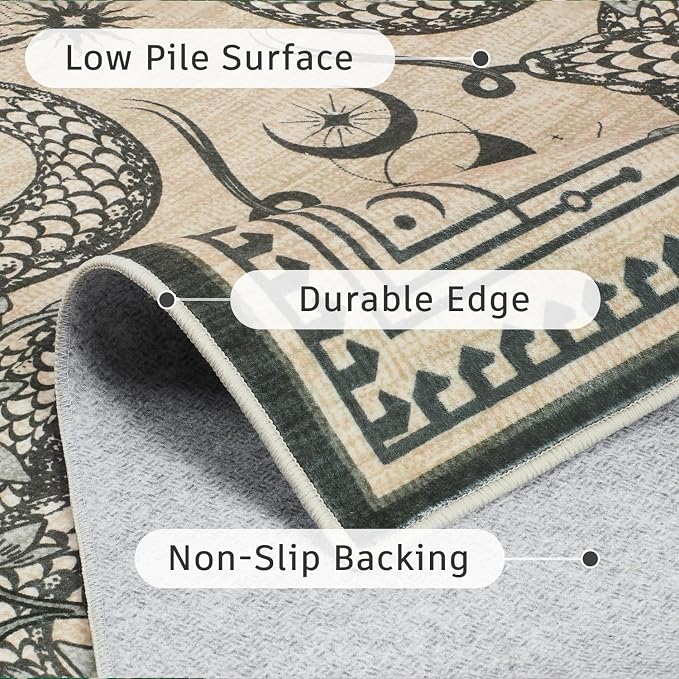 DCX Washable 4x6 Snake Rug, Soft Low Pile Carpet, Kid & Pet Friendly - Image 6