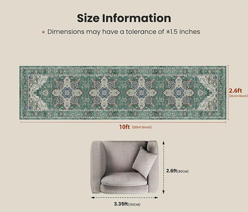 AMADA HOMEFURNISHING 2'6"x10' Washable Area Rug, Low-Profile Entryway Rug - Image 2