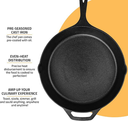 Utopia Kitchen Cast Iron Frying Pan 10.25 Inch, Cast Iron Chefs Pan, Pre - Image 4