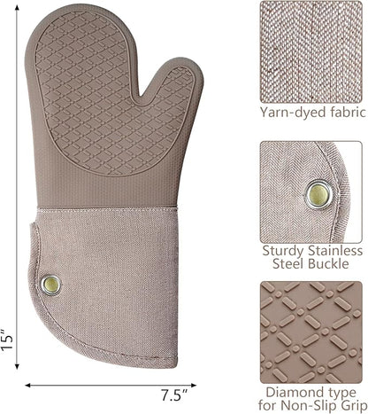 Professional Microwave Silicone Oven Mitts one Pair, Kitchen Mitten Set - Image 2