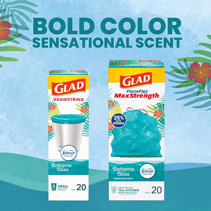 Glad Small Trash Bags 4 Gallon, Febreze Bahama Bliss Garbage Bags, Odor - Image 7
