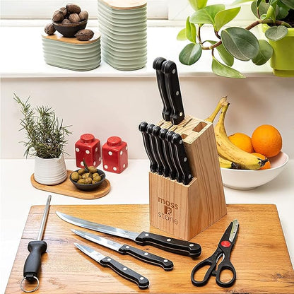Moss & Stone 14 Pcs Knife Block Set Stainless Steel, Premium Forged Kitchen - Image 8