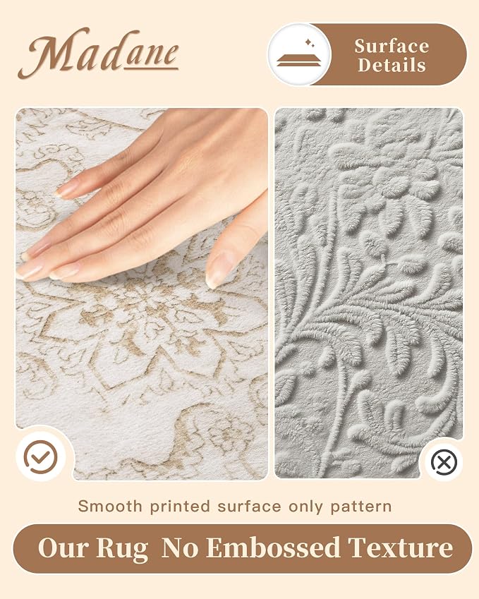 Madane 8x10 Area Rugs for Living Room, Machine Washable Vintage Rug - Image 4