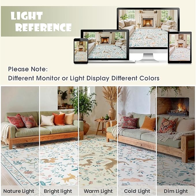 5x7 Area Rugs Washable Rug: Boho Living Room Rug Soft Non-Slip Low Pile Carpet - Image 9