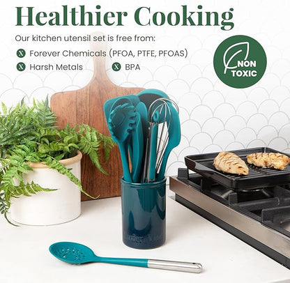 Larder & Vine 12-Piece Silicone Kitchen Cooking Utensils Set - Image 5