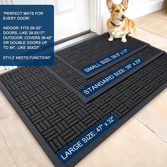 OLANLY Front Door Mat Outside Entrance 59x23, Heavy Duty Sturdy Natural Rubber - Image 2