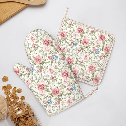 Oven Mitts and Pot Holders Flower Boho Rose Floral Silicone Kitchen Accessories - Image 6