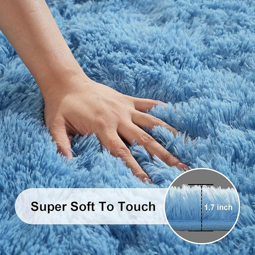 8x10 Area Rugs for Living Room, Large Fluffy Blue Rugs for Bedroom, Fuzzy Shag - Image 2