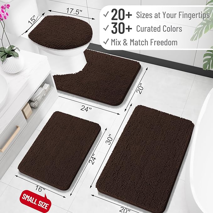 OLANLY Toilet Rugs U-Shaped 24x20, Extra Soft Absorbent Chenille Contour - Image 2