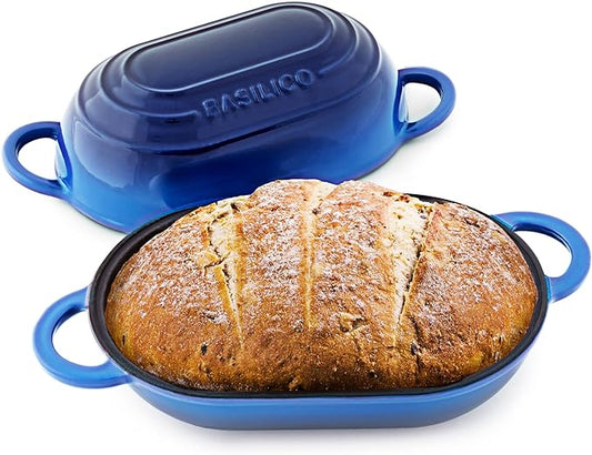Enameled Cast Iron Bread Oven 2 Qt, Non-Stick Single Loaf Cast Iron Bread Pan by Unknown
