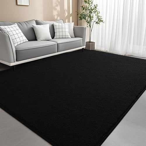 7x10 Feet Black Area Rugs for Bedroom, Indoor Washable Memory Foam Rug for by Woottpe