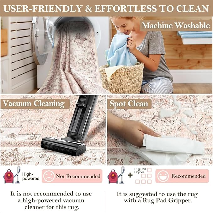 CAPALOCA Machine Washable Rugs Nursery Rug 8x10 Cute Girl Non Slip Low Pile - Image 5