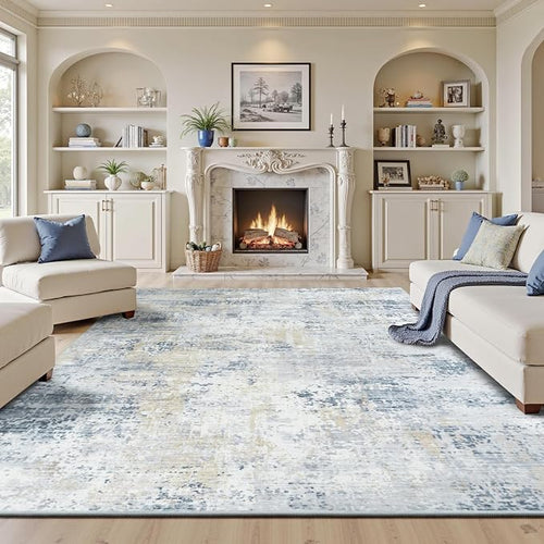 8x10 Washable Area Rug, Abstract Large Living Room Rug Non-Slip, Indoor Modern by Carpelux