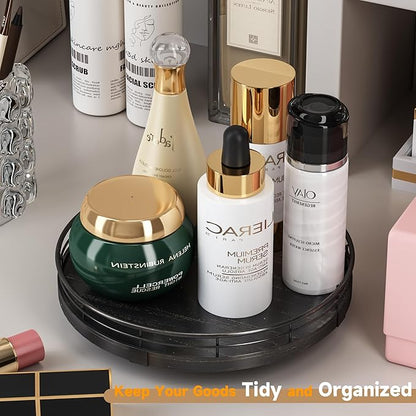 9" Oak Bathroom Vanity Tray Turntable - Image 2