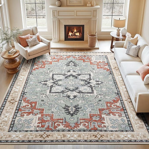 8x10 Area Rugs, Large Area Rug for Living Room, Floral Washable Area Rug for - Image 2