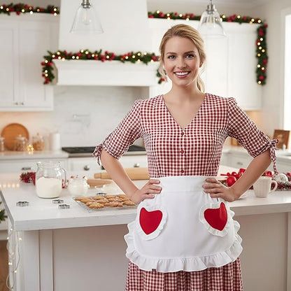 CRB Fashion Waist Apron Kitchen Cooking Restaurant Cotton Bistro Half Aprons - Image 4