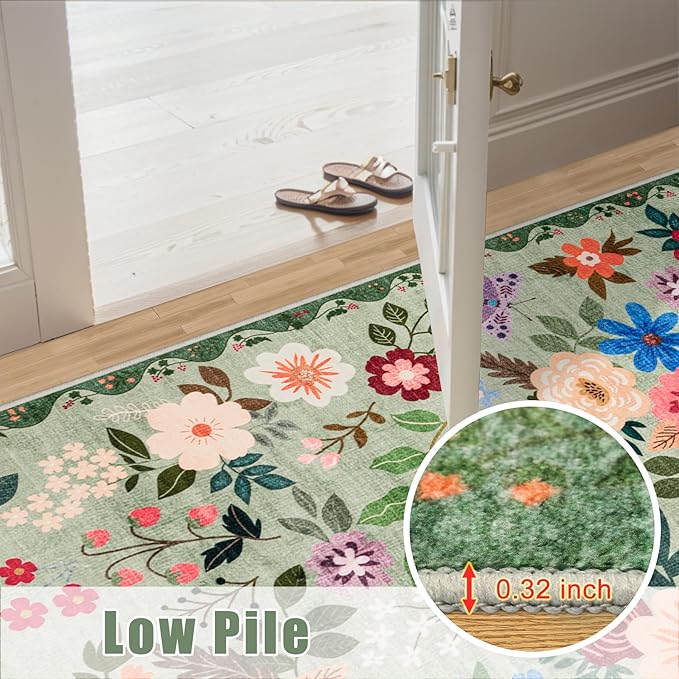 10x12 Area Rugs for Living Room: Floral Washable Rug Vintage Large Soft Boho - Image 8