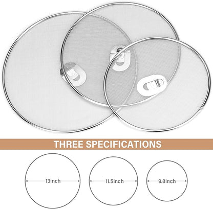 3 Pack Splatter Screen for Frying Pan 13" 11.5" 9.8" Stainless Steel Grease - Image 2