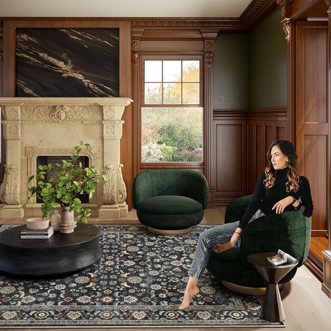 Washable Area Rugs for Living Room: 8x10 Bedroom Rug Vintage Boho Area Rug - Image 8