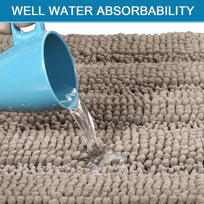 H.VERSAILTEX Bath Mats for Bathroom Non Slip Extra Thick Chenille Striped Bath - Image 5