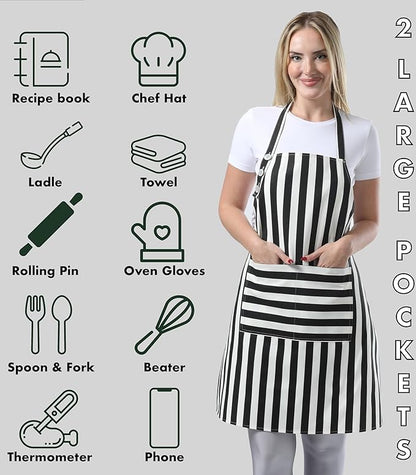 TOSHEX Kitchen Apron Waterdrop Resistant Cotton Apron - Image 4