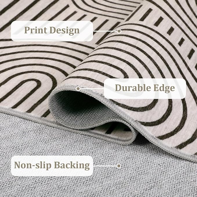 Washable Rug 4ft Area Rugs for Living Room, Abstract Rug for Bedroom, Soft - Image 7