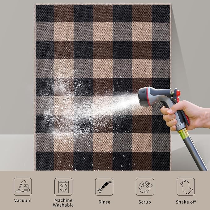 Tangsoo Checkered 4x6 Washable Easy Jute Area Rug - Image 4
