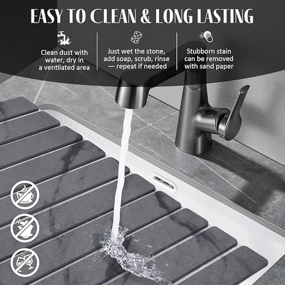 Large Stone Dish Drying Mats for Kitchen Counter, Quick Dry Collapsible Dish - Image 3