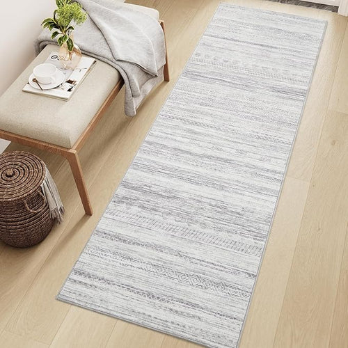 2x6 Runner Rug Machine Washable Non Slip Area Rug Distressed Neutral Moroccan by Tchdio