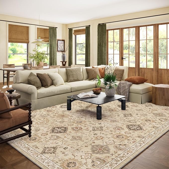 Machine Washable Rug for Living Room: 10x14 Area Rugs Boho Vintage Rug Stain by palohom