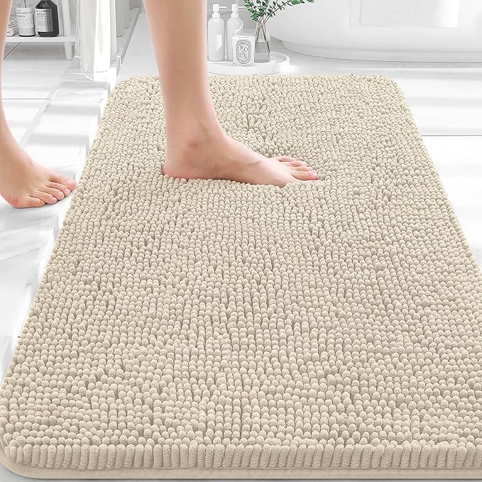 OLANLY Bathroom Rugs 30x20, Extra Soft Absorbent Chenille Bath Rugs, Rubber by OLANLY