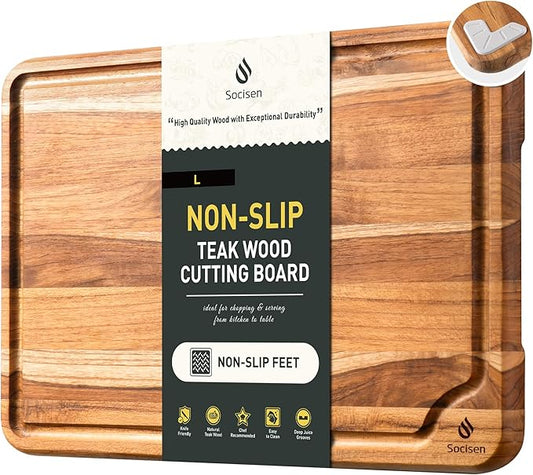 Teak Cutting Board 15inch Non Slip Over Sink Kitchen 2025 First Apartment by Socisen
