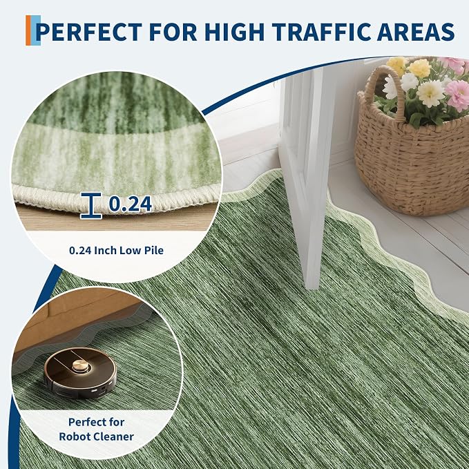 GarveeHome Scalloped Washable Area Rug 6x9 Rug - Image 6