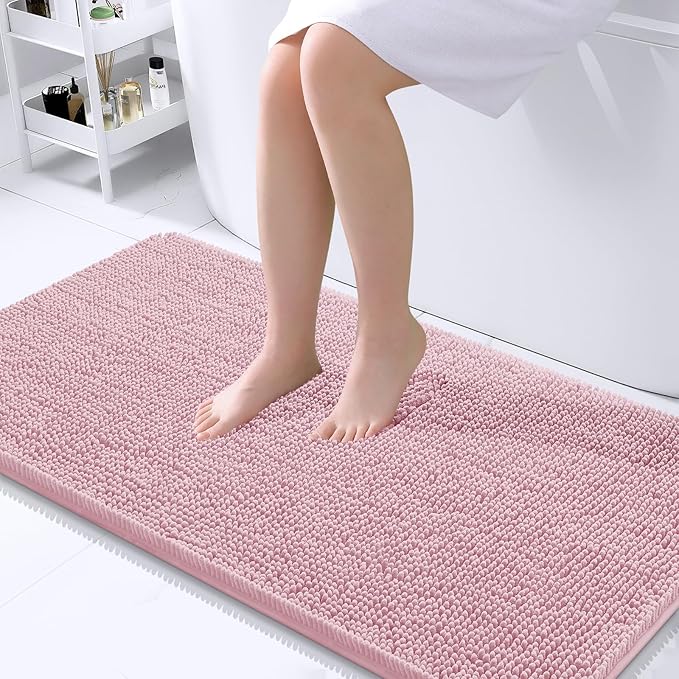 OLANLY Large Bathroom Rugs 40x24, Extra Soft Absorbent Chenille Bath Rugs by OLANLY