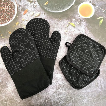 4 Pcs Oven Mitts and Pot Holders, Oven Glove High Heat Resistant 500 Degree - Image 7